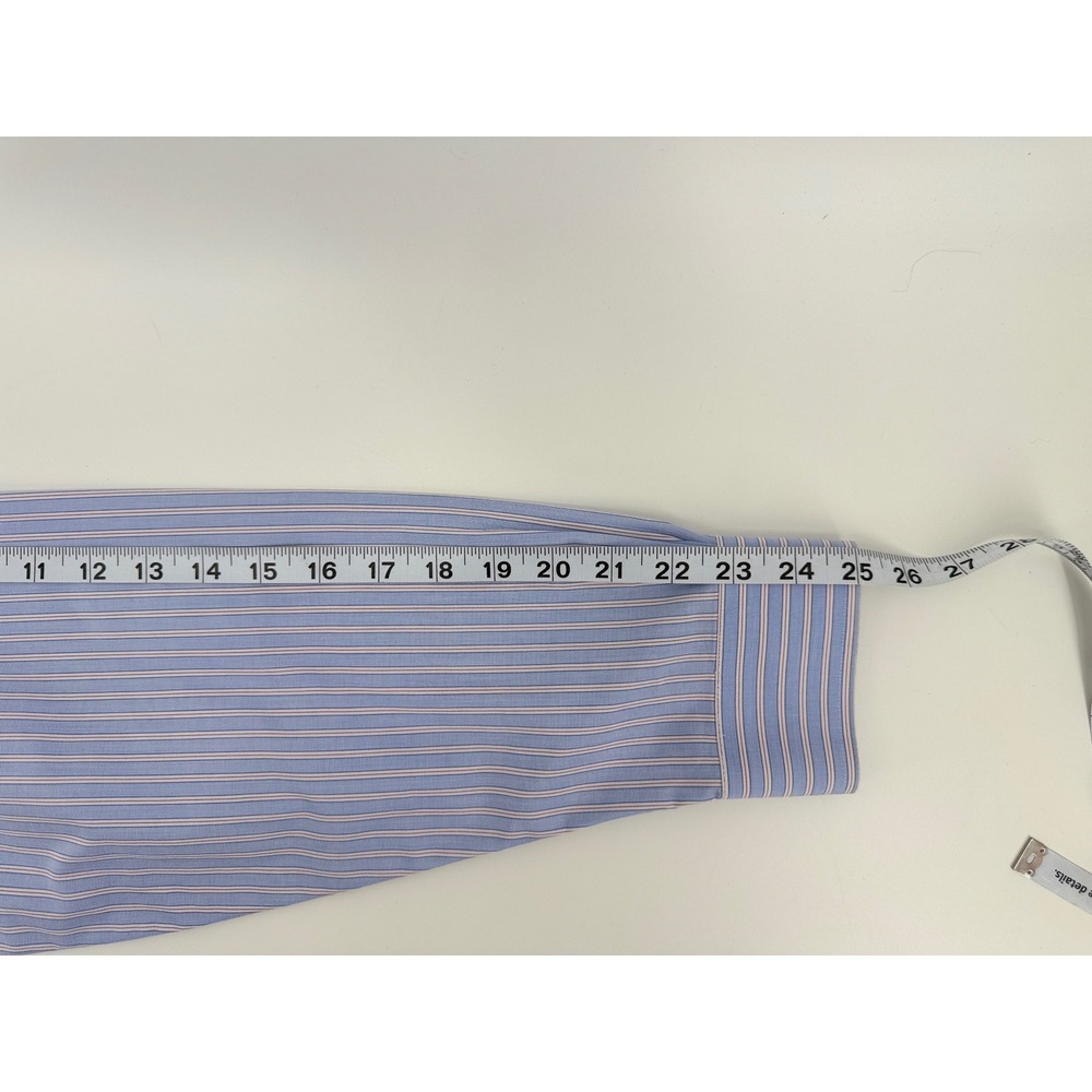Brooks Brothers Regent Shirt Mens 17.5 35 Blue Stripe Non-Iron Supima Cotton - Picture 6 of 8